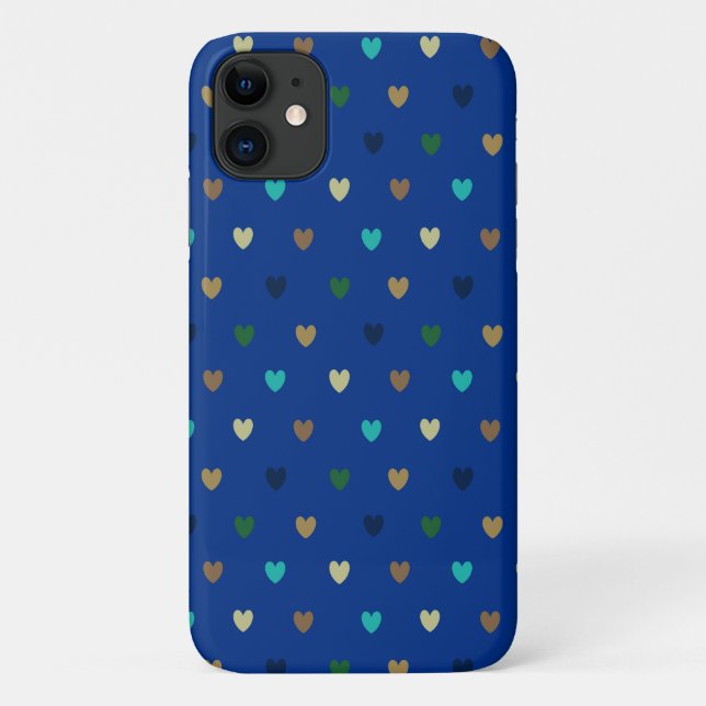 Polka hearts in peacock blue shades Case-Mate iPhone case (Back)