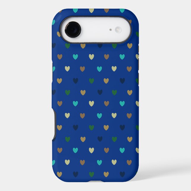 Polka hearts in peacock blue shades Case-Mate iPhone case (Back)