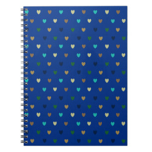 Polka hearts in peacock blue shades notebook