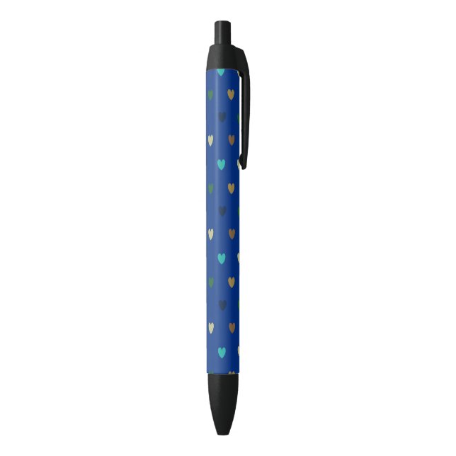 Polka hearts in peacock blue shades pen (Bottom (Vertical))