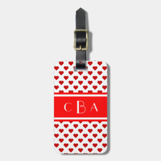 Polka Hearts Monogrammed Luggage Tag