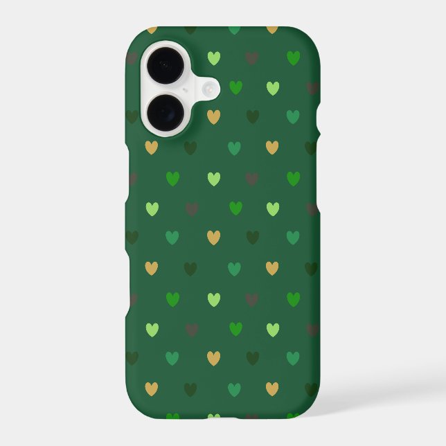 Polka hearts on forest green Case-Mate iPhone case (Back)