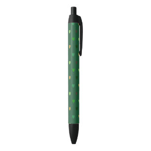 Polka hearts on forest green pen