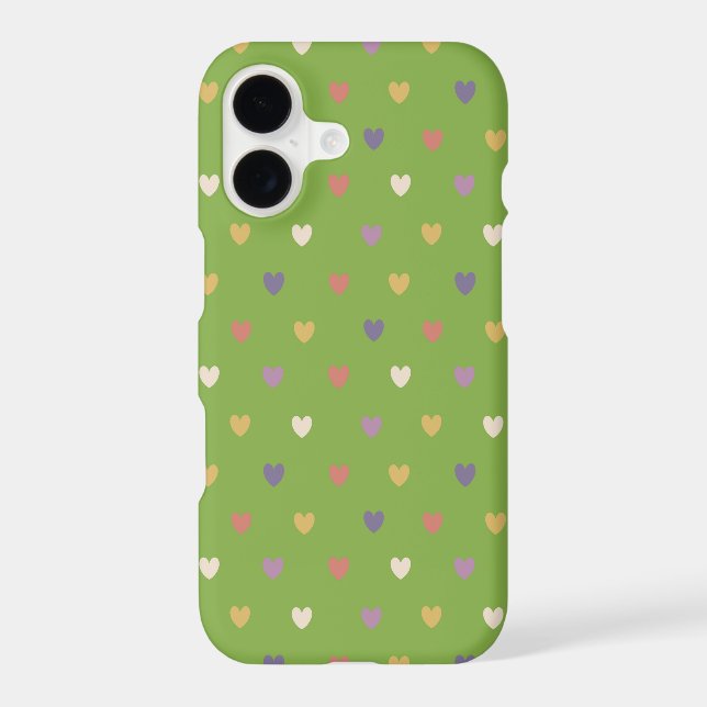 Polka hearts on greenery green Case-Mate iPhone case (Back)