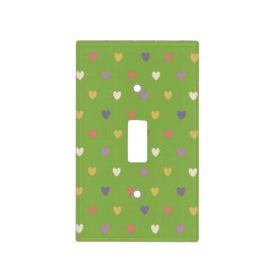 Polka hearts on greenery green light switch cover