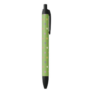 Polka hearts on greenery green pen