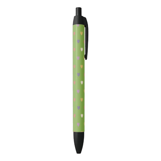 Polka hearts on greenery green pen (Bottom (Vertical))