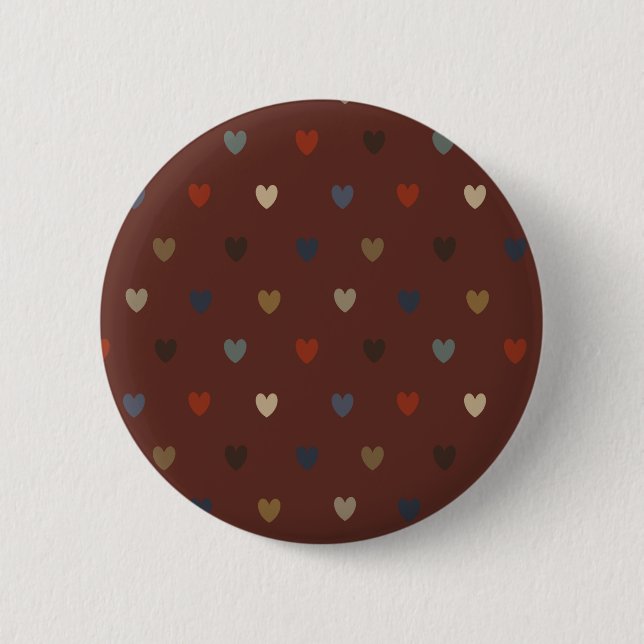 Polka hearts on kilim brown button (Front)