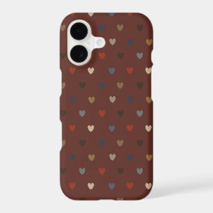 Polka hearts on kilim brown iPhone 17 case