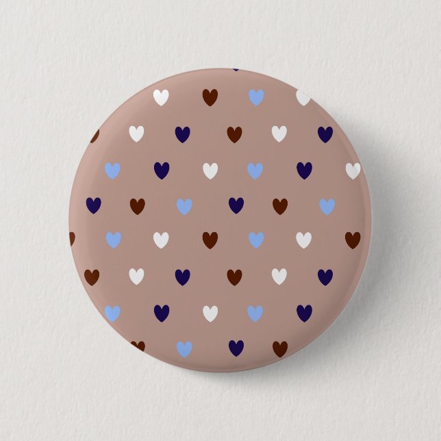 Polka hearts on pale brown button (Front)