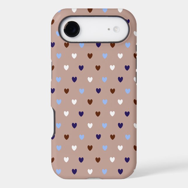 Polka hearts on pale brown Case-Mate iPhone case (Back)