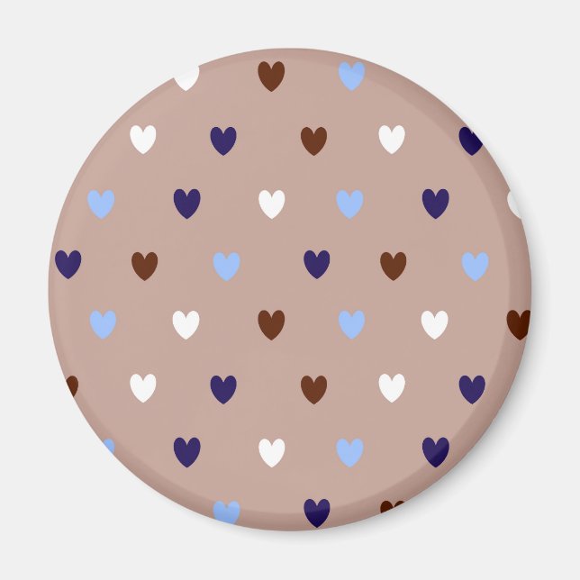 Polka hearts on pale brown magnet (Front)