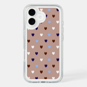Polka hearts on pale brown  iPhone 16 case