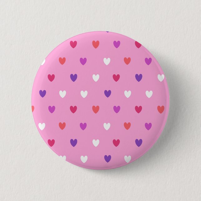 Polka hearts on pink button (Front)