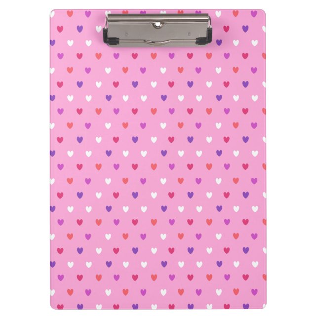 Polka hearts on pink clipboard (Front)