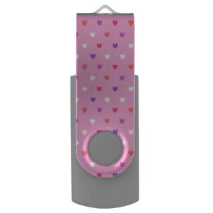 Polka hearts on pink flash drive