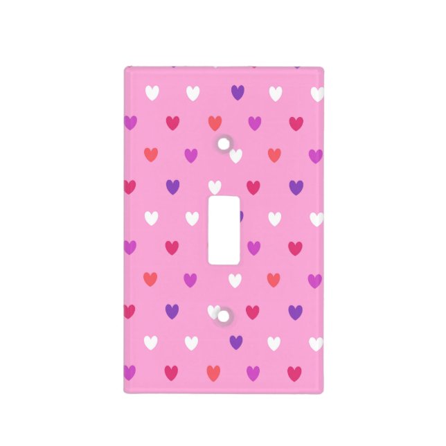 Polka hearts on pink light switch cover (Front)
