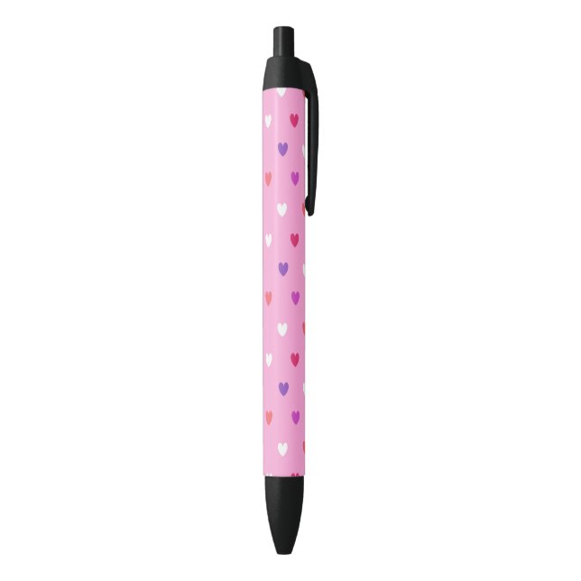 Polka hearts on pink pen (Bottom (Vertical))