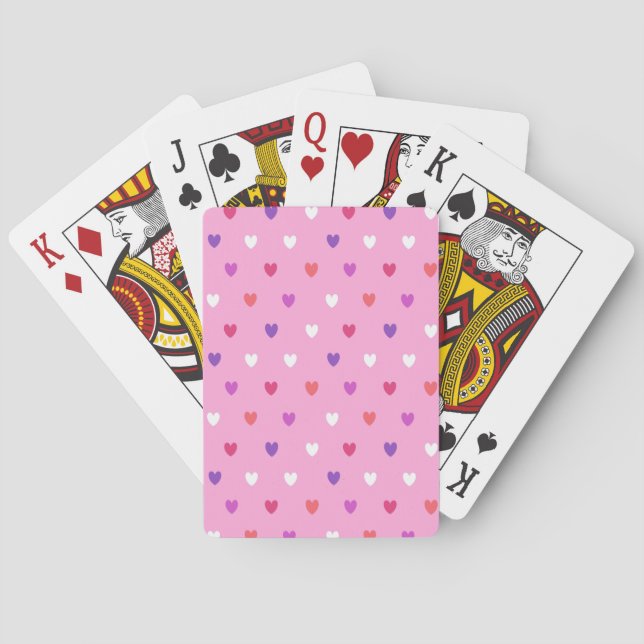 Polka hearts on pink poker cards (Back)