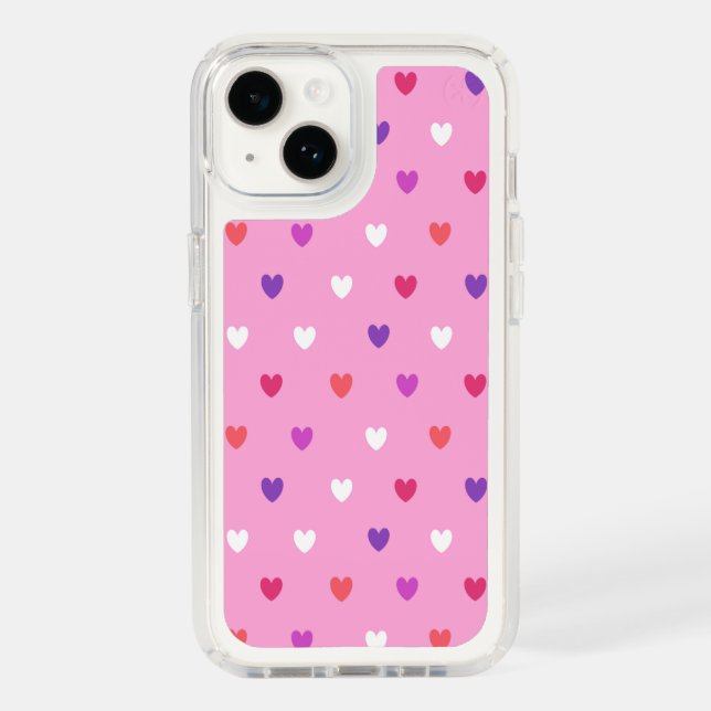 Polka hearts on pink  speck iPhone case (Front)