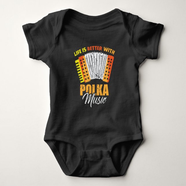 Polka Music Accordion Polish Dancing Baby Bodysuit (Front)