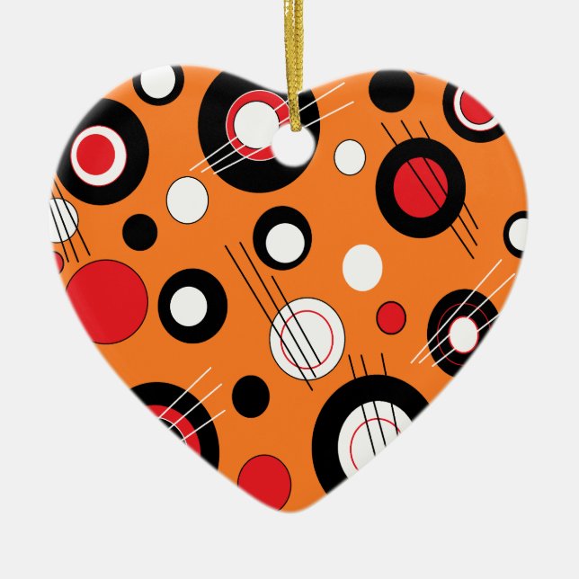 Polka Orange Ceramic Ornament (Front)