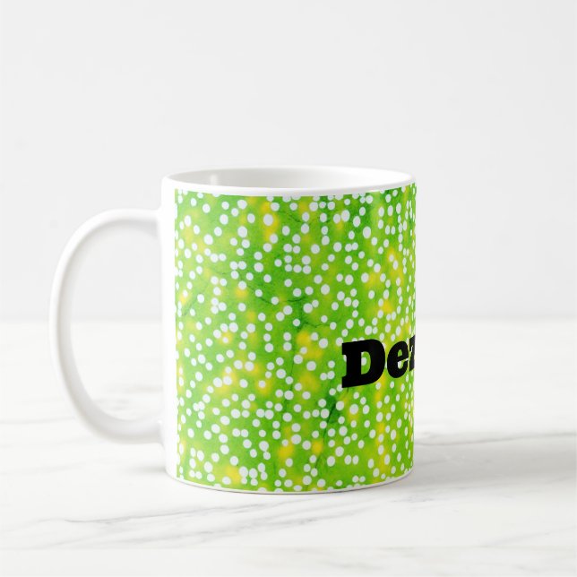 "Polka Perfection: Green Dotted Delight Mug" Coffee Mug (Left)