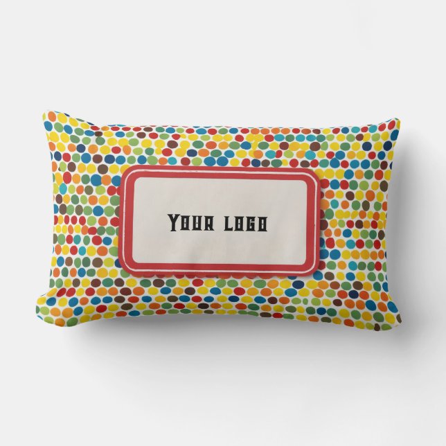 "Polka Prism Paradise: Colorful Dots Throw Pillow  (Front)