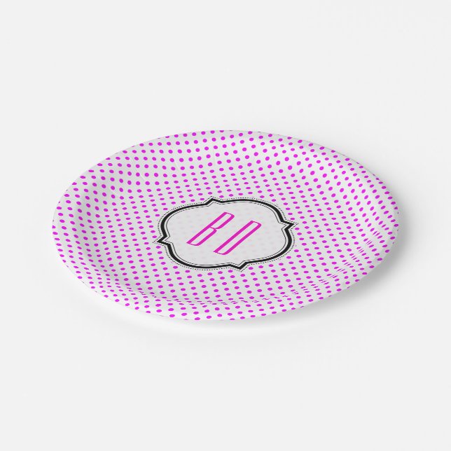 Polka Punkte Dots Muster mit Monogram Paper Plates (Angled)