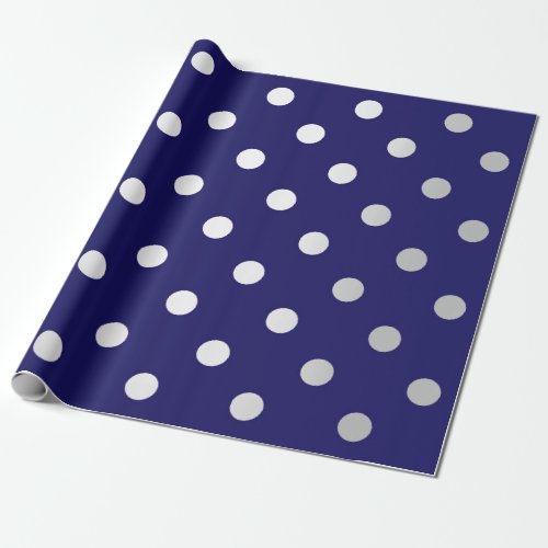 Polka Small Dots Blue Navy Sapphire Silver Gray Wrapping Paper