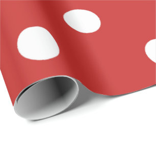 Polka Small Dots Ladybird Vivid Red Ruby White Wrapping Paper