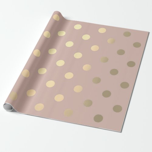 Polka Small Dots Pink Powder Pastel Foxier Gold Wrapping Paper