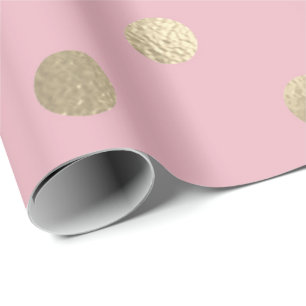 Polka Small Dots Powder Pink Pastel Foxier Gold Wrapping Paper