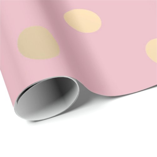 Polka Small Dots Powder Pink Pastel Foxier Gold Wrapping Paper