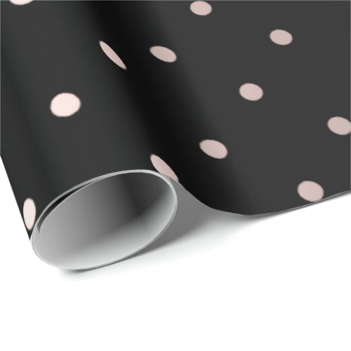 Polka Small Dots Stripes Black Pink Powder Pastel Wrapping Paper