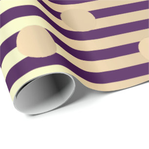 Polka Small Dots Stripes Purple Plum Foxier Gold Wrapping Paper