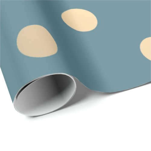 Polka Small Dots Teal Aqua Pastel Foxier Gold Wrapping Paper