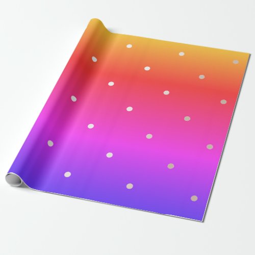 Polka Tiny Small Dots Gray Rainbow Pink Purple Wrapping Paper