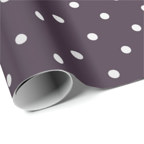 Polka Tiny Small Dots Silver Gray Plum Purple Wrapping Paper