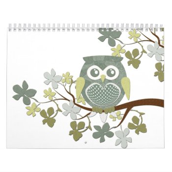 Polka Tree Owl Calendar by CuteLittleTreasures at Zazzle