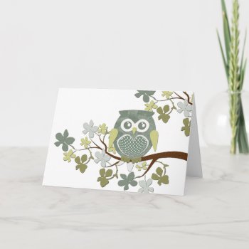 Polka Tree Owl Card by CuteLittleTreasures at Zazzle