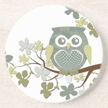 Polka Tree Owl Coaster by CuteLittleTreasures at Zazzle
