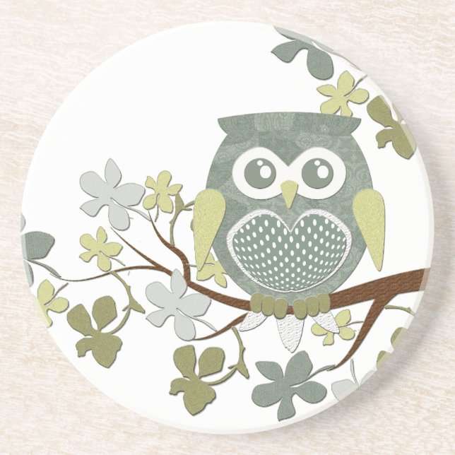 Polka Tree Owl Coaster (Front)