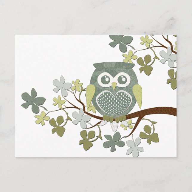 Polka Tree Owl Postcard (Front)