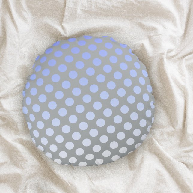 Polkadot Blue Silver Round Pillow (Creator Uploaded)