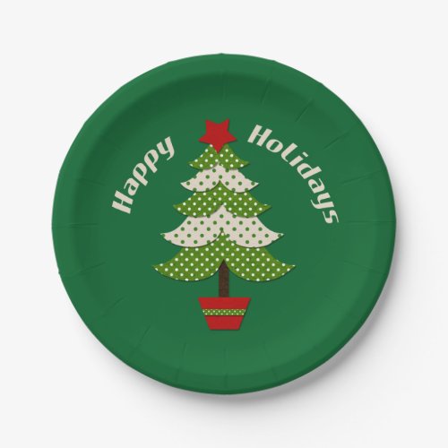 Polkadot Christmas Tree Paper Plates