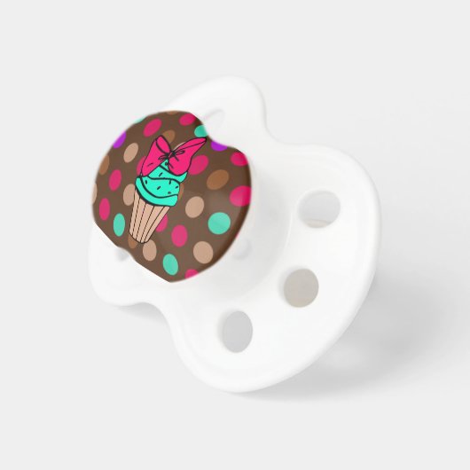 Polkadot Cupcake Pacifier (Front Right)