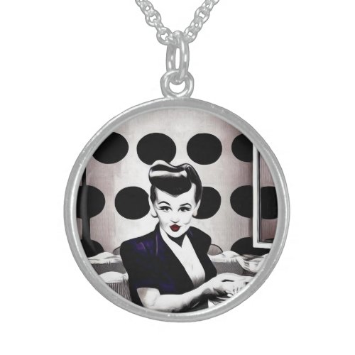 Polkadot Diner Waitress Sterling Silver Necklace