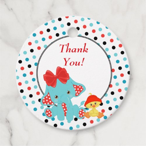 Polkadot Elephant and Duck Baby Shower Thank You Favor Tags