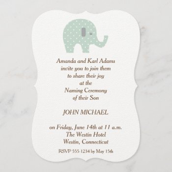 Polkadot Elephant Baby Boy Naming Ceremony Invite by Cards_by_Cathy at Zazzle